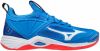 Mizuno Wave momentum 2 French blue/White/Ignition red online kopen